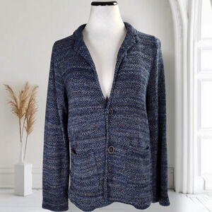 Zara Knitwear Blazer Womens XS Youth 13-14 Blue Cotton Blend Two Button Italy